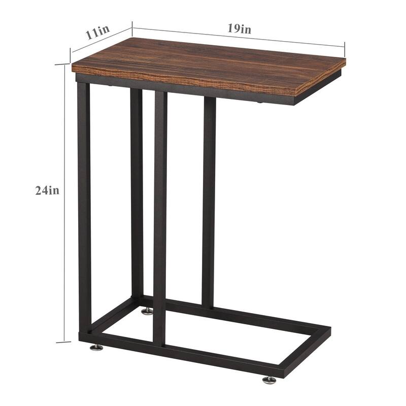 VECELO C-Shaped End Table Small Side Table Sofa Table with Metal Frame C-Shaped Couch Table Nightstand Set of 2