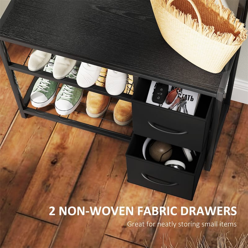5-in-1 Hall Tree with Bench Coat Hooks and Storage Drawers for Entryway Hallway or Mudroom - 31.5" W x 11.8" D x 70.9" H