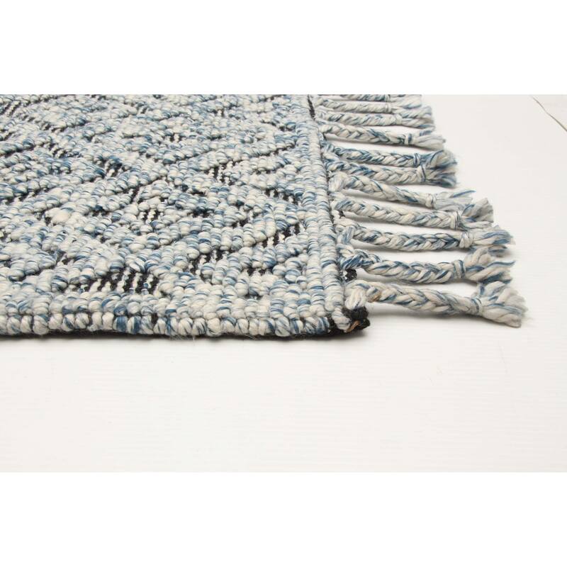 ECARPETGALLERY Braid weave Sienna Blue Wool Rug - 5'3 x 7'3