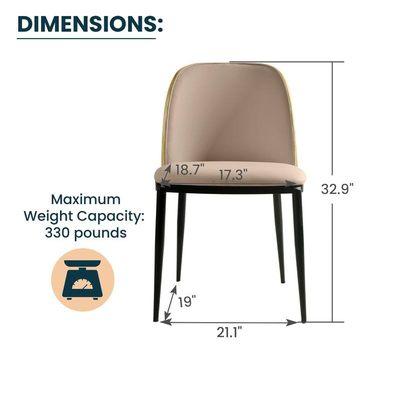 Dining Chair with Upholstered Seat and Back Side Chair with MDF Wood Frame in Black Steel