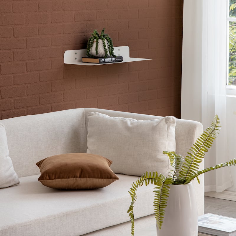 Saffron Fabs Metal Wall Shelves - 24X8 - White