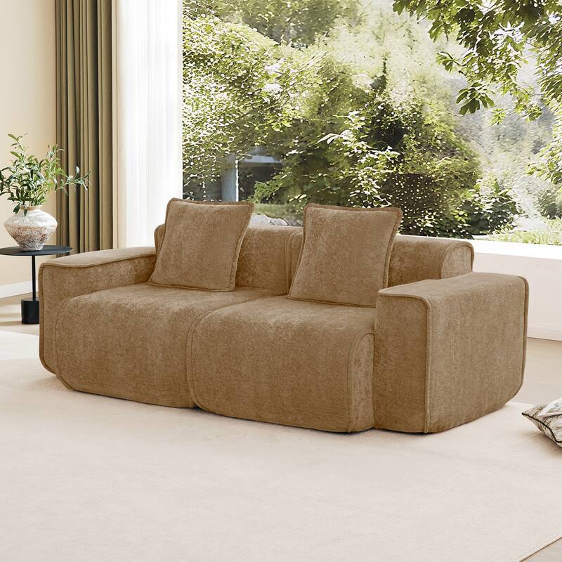 GDFStudio - Harrison Velvet Modular 2-Seater 78.74" Boneless Loveseat Sofa