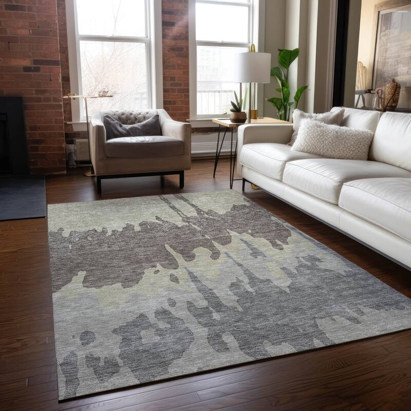 Machine Washable Indoor/ Outdoor Modern Abstract Chantille Rug
