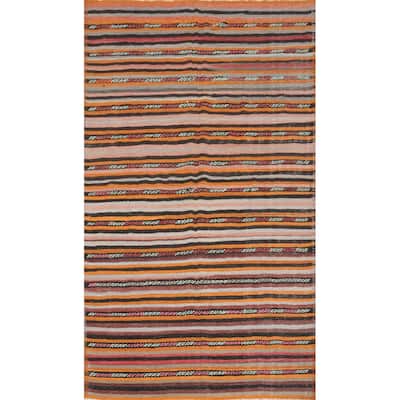 Hand Woven Oriental 100% Wool Carpet Southwestern Tribal Multi-Colored Kilim Area Rug - 9' 9'' X 6' 4''