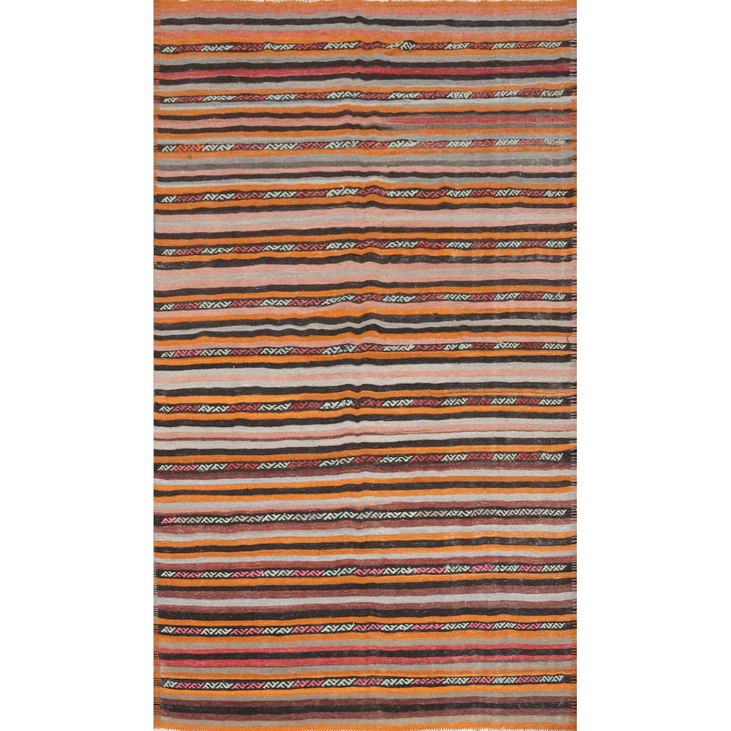 Hand Woven Oriental 100% Wool Carpet Southwestern Tribal Multi-Colored Kilim Area Rug - 9' 9'' X 6' 4''