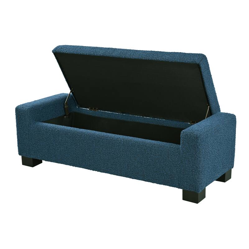 Roomfitters Upholstered Storage Ottoman Bench with Hinged Lid, Rectangular Accent Seat for Living Room, Bedroom
