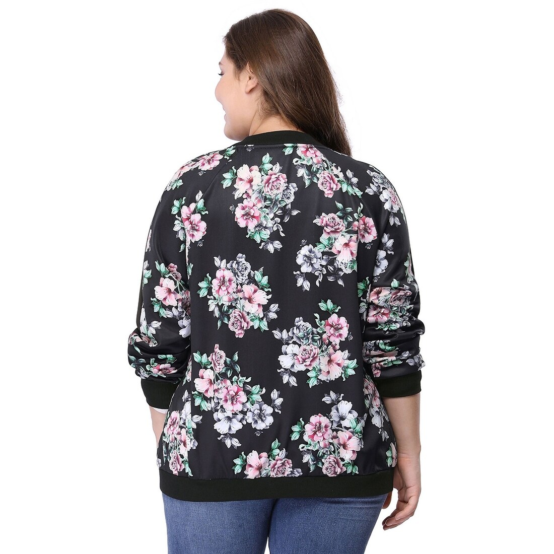 floral bomber jacket womens plus size