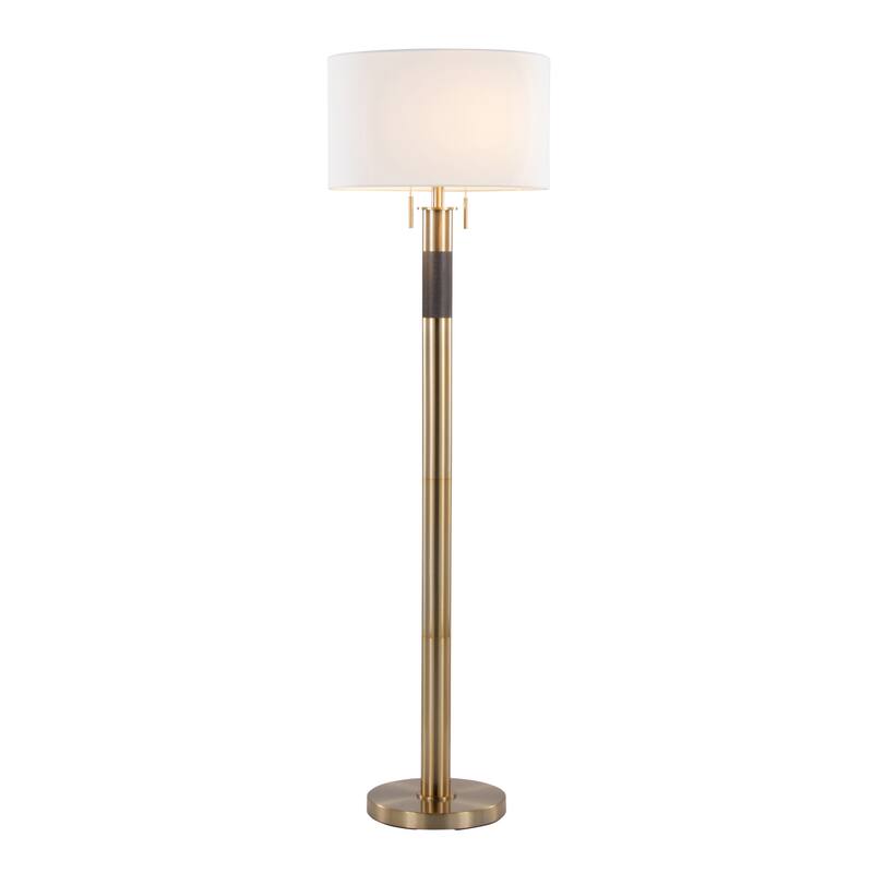Silver Orchid Lupone 62" Metal Floor Lamp - Gold Metal/White Linen