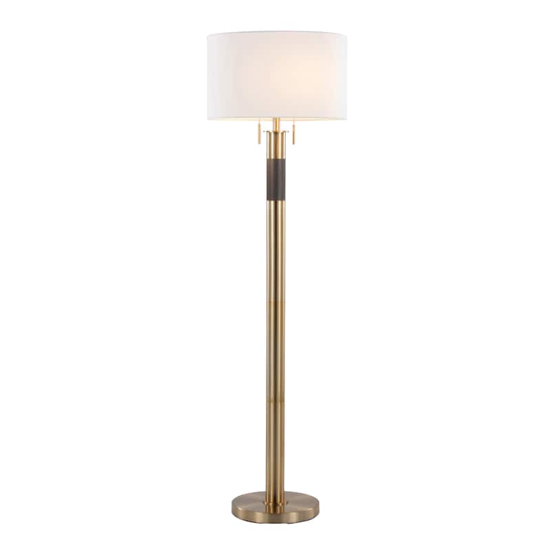 Trophy 62" Glam Floor Lamp In Gold Metal And White Linen Shade