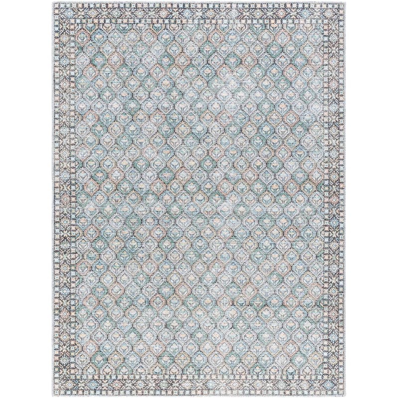 Livabliss Traditional Vinny Diamond Washable Area Rug
