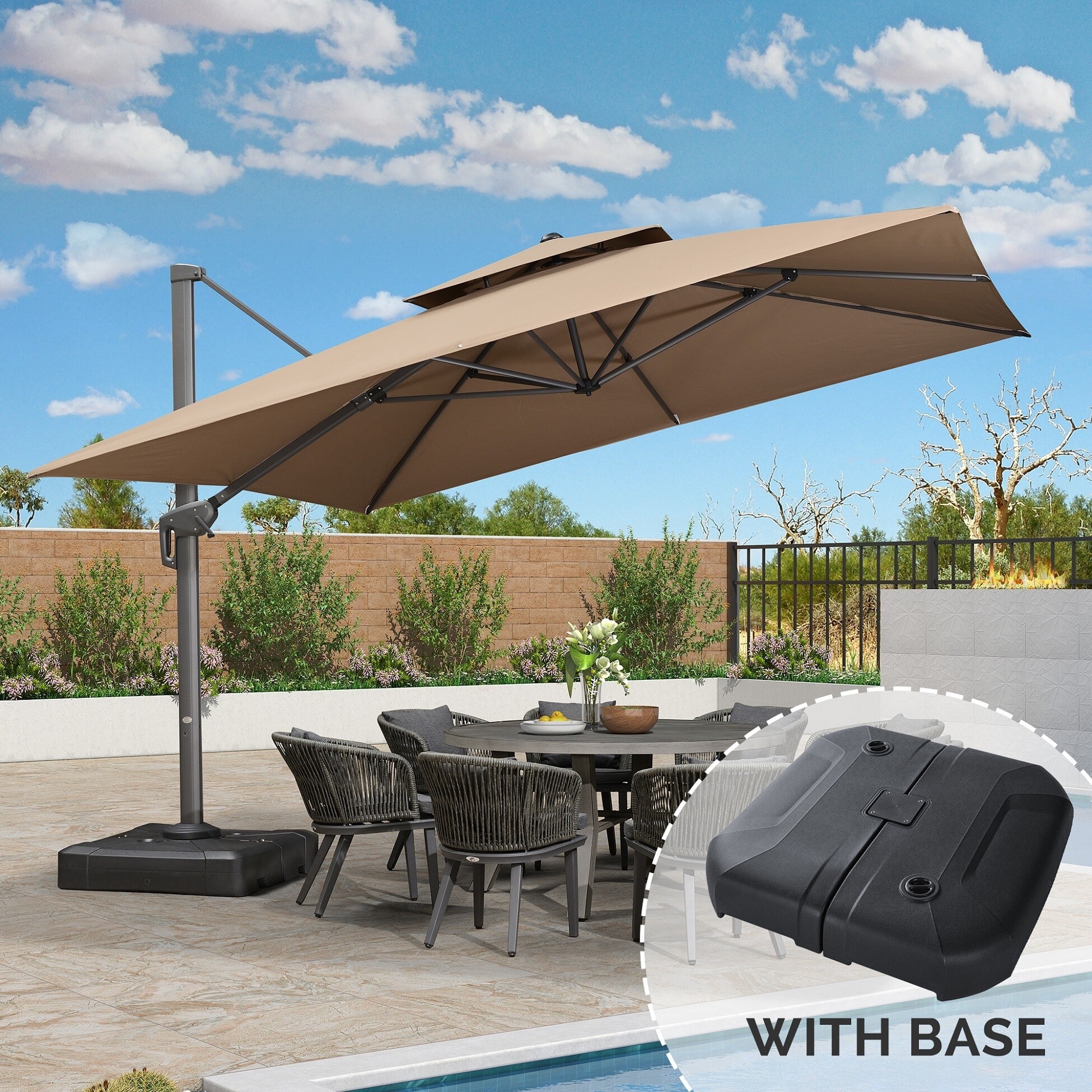 12 ft tilt patio umbrella Domi 12FT Cantilever Umbrellas, 2 Tier Square Patio With Premium 250g Waterproof Fabric, 360 Degree Rotation Aluminum Cantilever Umbrella, Easy Offset Patio Umbrella, Red : Patio, Lawn & Garden Upgrade your outdoor space with this cantilever umbrella for reliable JEAREY 12 ft. x 12