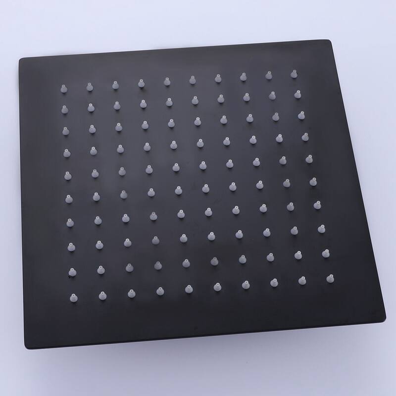 Matte Black 1-Spray Built-In Shower System - Shower Head（stainless steel） Size: 10*10 inch