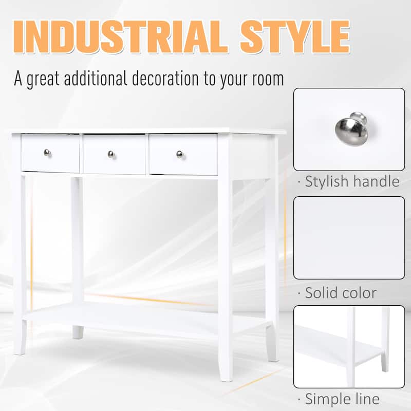 HOMCOM Console Table Industrial Desk with Drawer Bottom Shelf & Large Tabletop for Pictures, Great for the Entryway