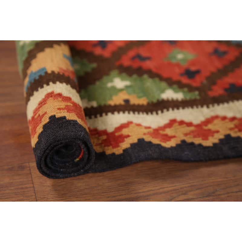 Vegetable Dye Kilim Qashqai Persian Rug Hand-Knotted Wool Carpet - 3'5"x 4'8"
