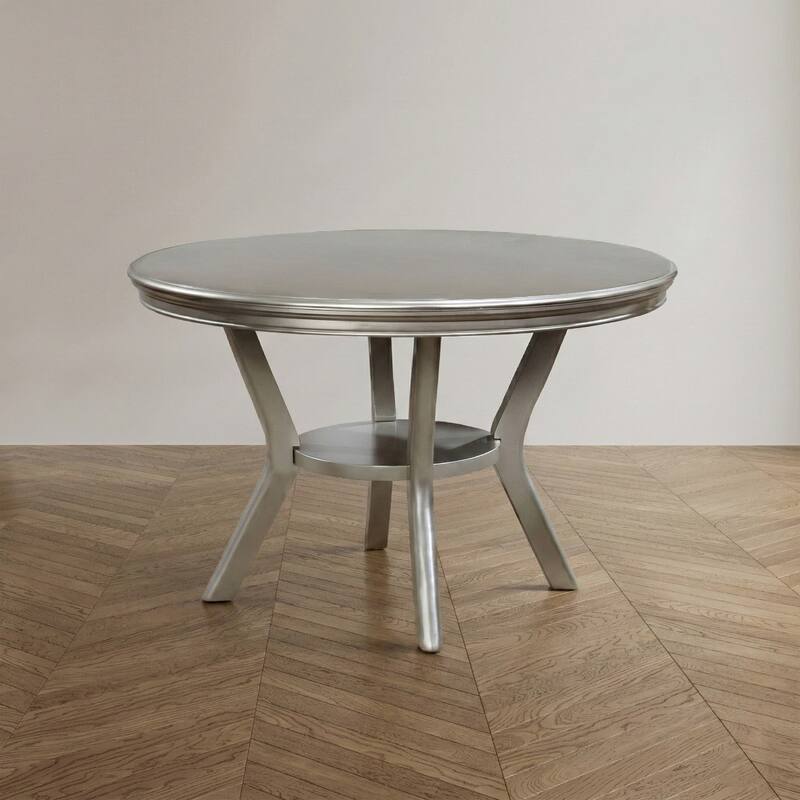 Furniture of America Glam 48-inch Wood Round Dining Table with Shelf - Champagne