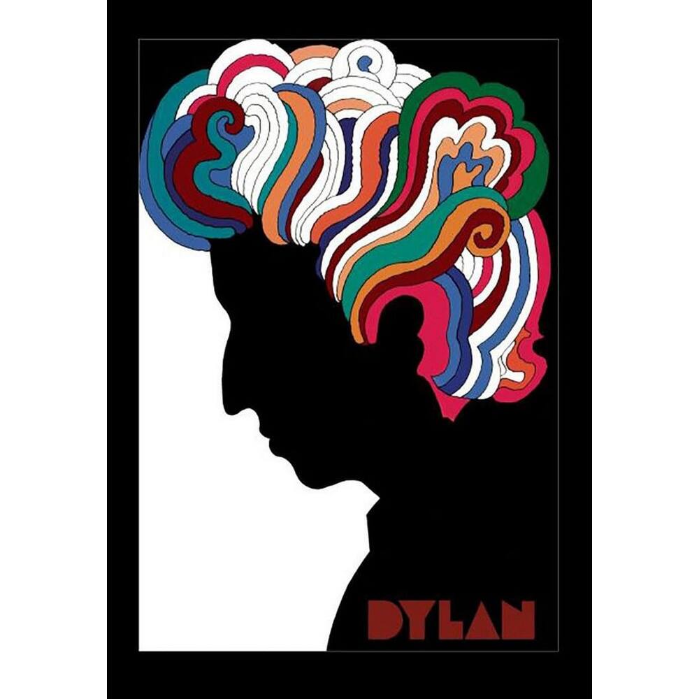 Bob Dylan Hair Silhouette Framed Poster - 24 x 36 Inch
