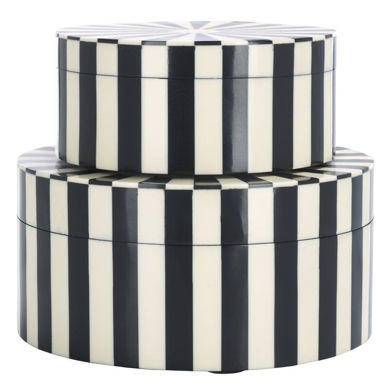 SAFAVIEH Home Charli Black/Ivory Resin Decorative Box Set of 2