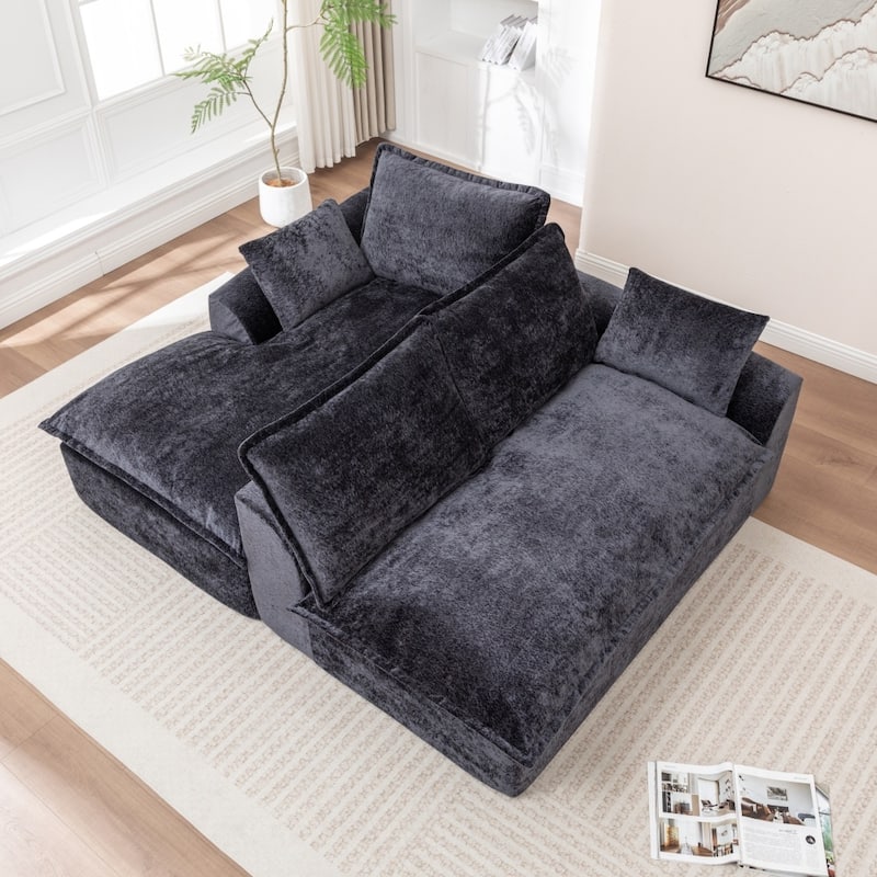 103.15" Modern Chenille Boneless Sectional Sofa with Chaise