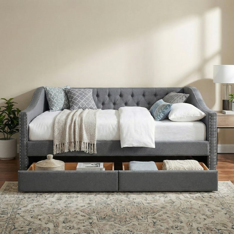 Christopher Knight Home - Ardelle Contemporary Wood Upholstered Daybed with 2 Storage Drawers