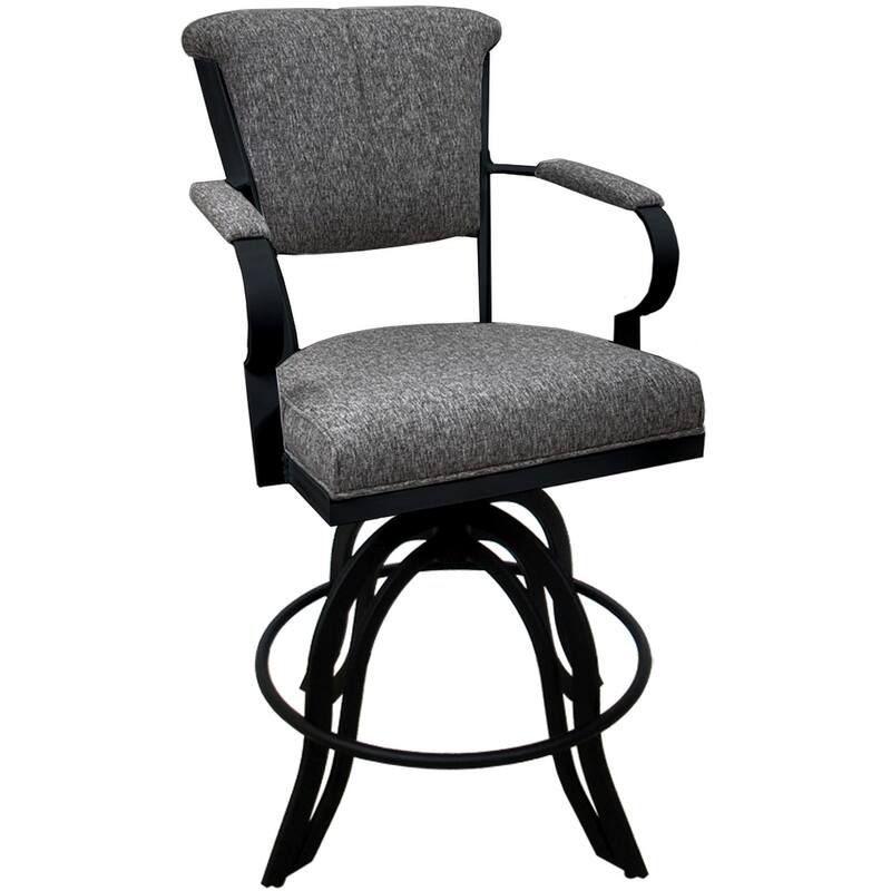 Miami Counter 26" or Bar 30" Metal Bar Stool on A Base - Majave Grey - Black - Counter Height