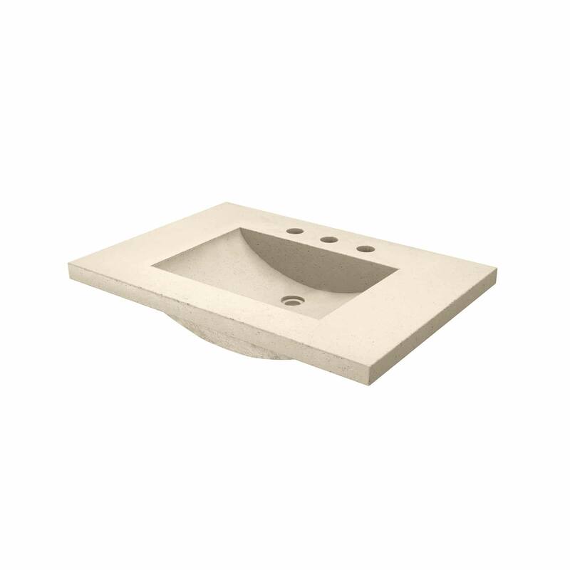 Palomar 30-inch NativeStone Bathroom Sink - Sand - Three Faucet Holes