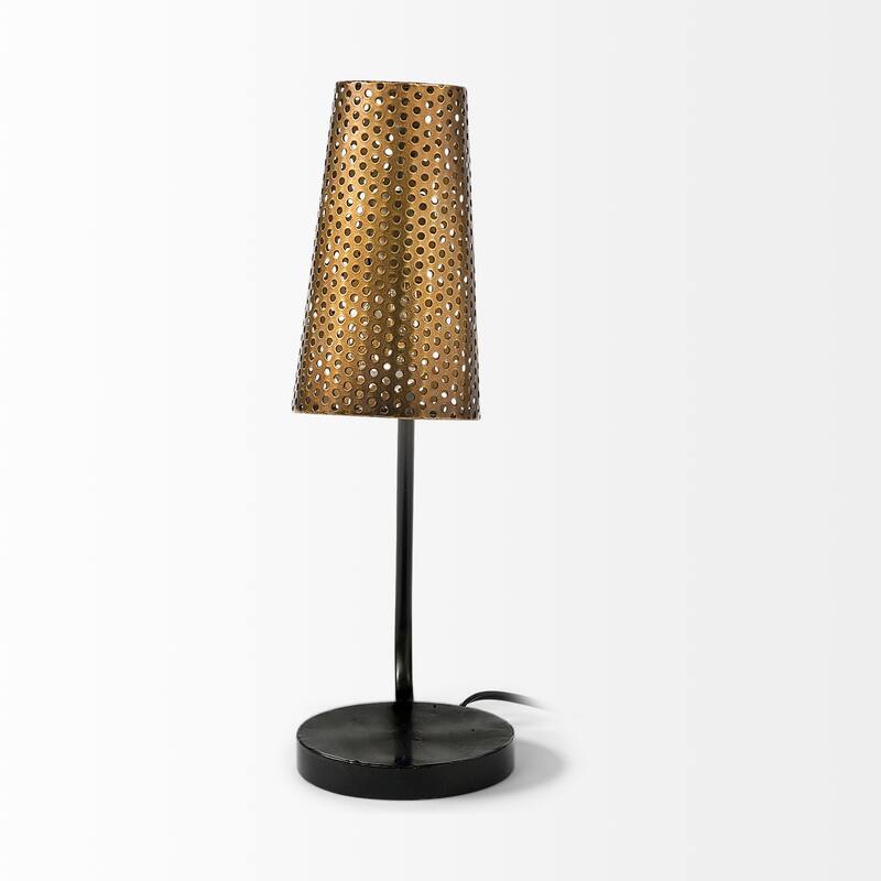 Wesley II (22.4"H) Gold/Black Perforated Metal Shade Table Lamp - 13.0L x 6.1W x 22.4H