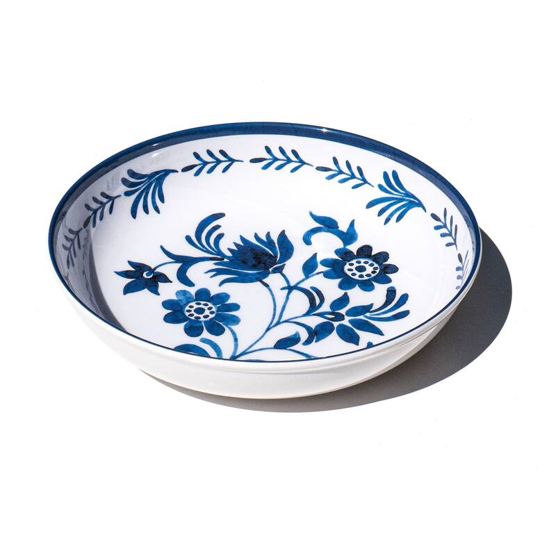 Abode Homewares Medallion Flower NewWave Melamine Low Bowl - Blue - 8.8" - Set of 6