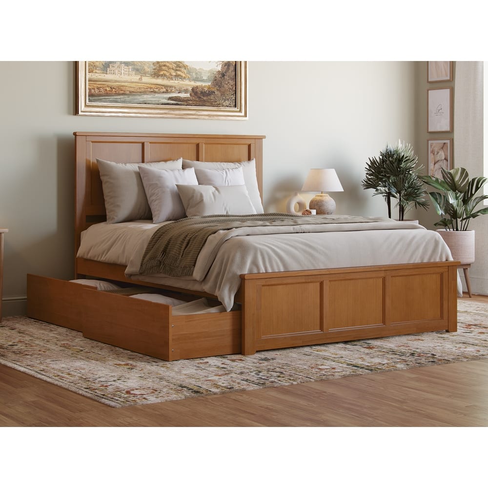 Madison Platform Bed with Matching Footboard with Storage Drawers