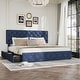 preview thumbnail 23 of 31, Bed Frame with 4 Storage Drawers, Linen Upholstered Platform Bed Frame with Adjustable Headboard