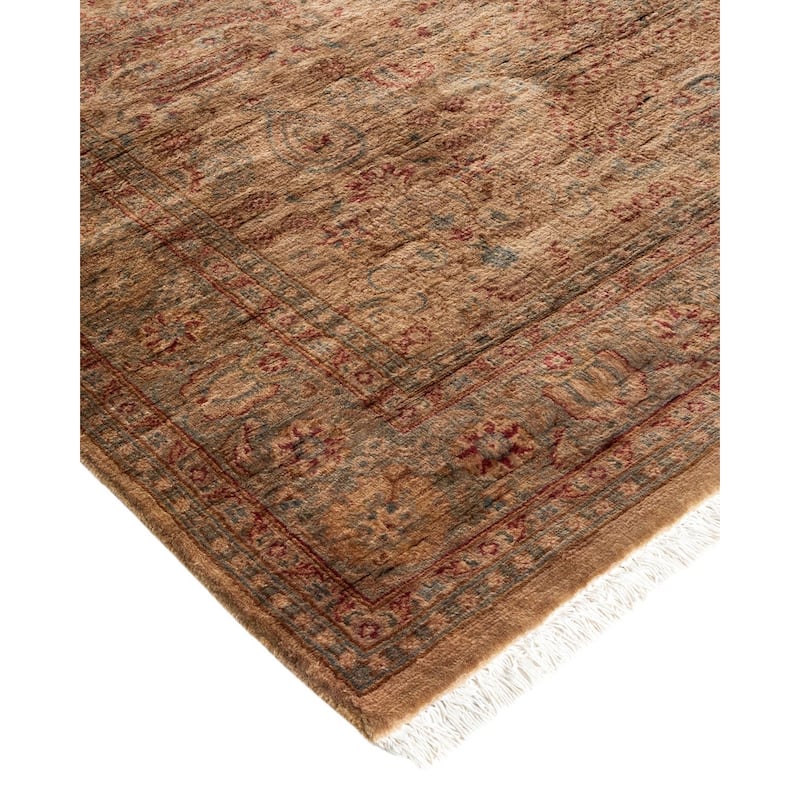 Overton Hand Knotted Wool Vintage Inspired Modern Contemporary Overdyed Beige Area Rug - 4' 2" x 6' 4"