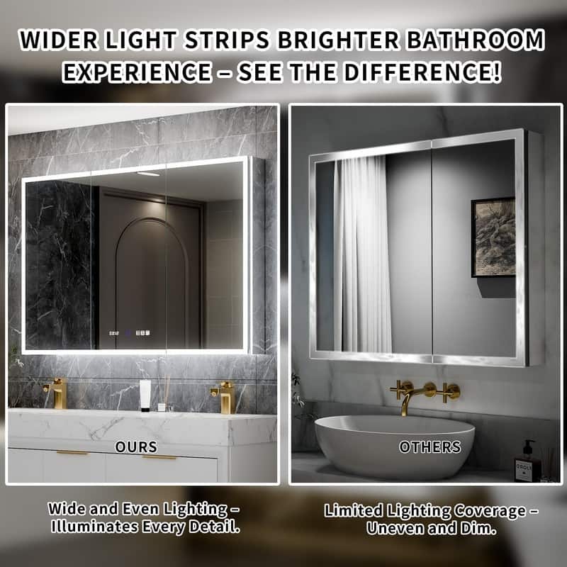 MEDUNJESS 24'' x 32'' Frameless Bathroom Cabinet with Defogging