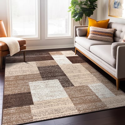 World Rug Gallery Contemporary Distressed Boxes Area Rug