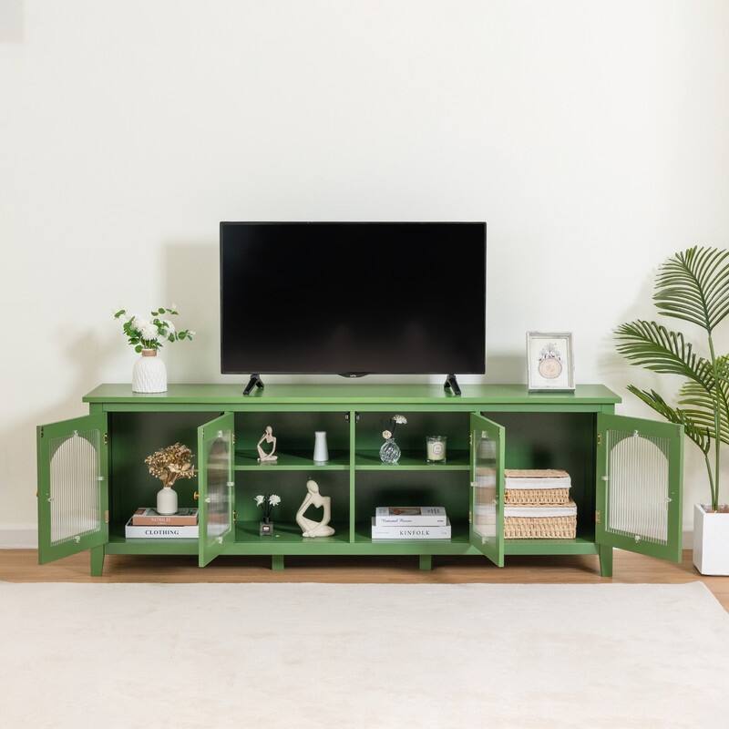 Modern Entertainment Center TV stand with Glass Door, for up to 70" TV