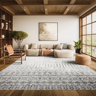 SAFAVIEH Tulum Astra Boho Moroccan Distressed Rug - Ivory/Grey - 9' x 12'