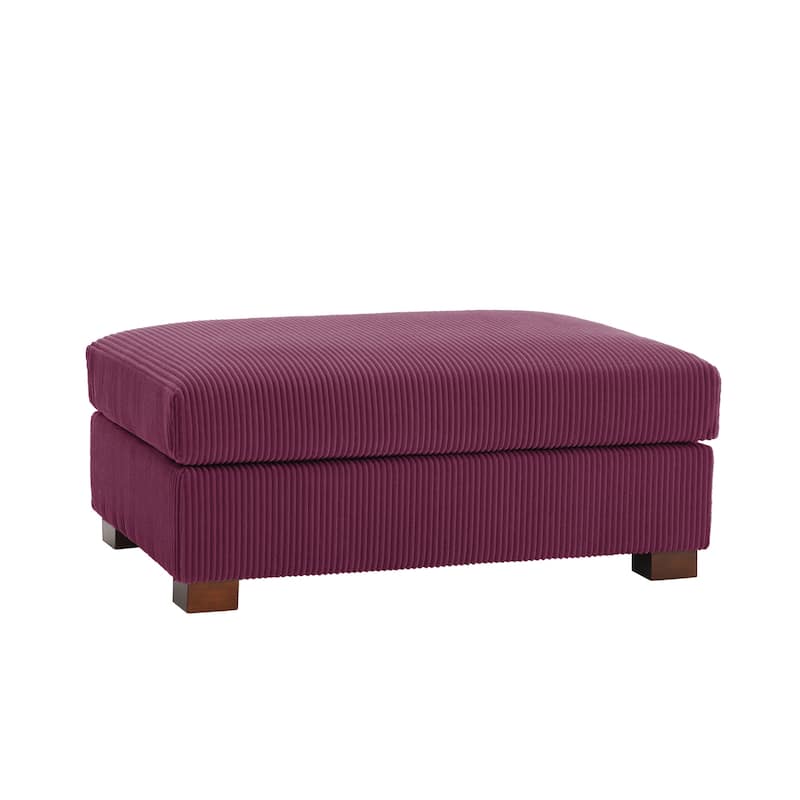 Modern Rectangle Oversized Stripe Corduroy Ottoman