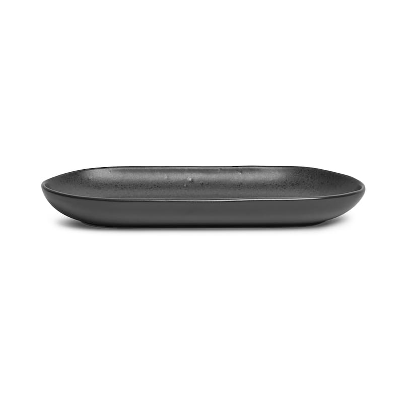 Sango Anderson Black Large Ceramic Serving Platters Set of 2, 14/12 Inch