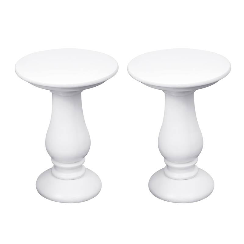 16 in. Magnesium Oxide Outdoor/Indoor Round Side Tables (Set of 2)