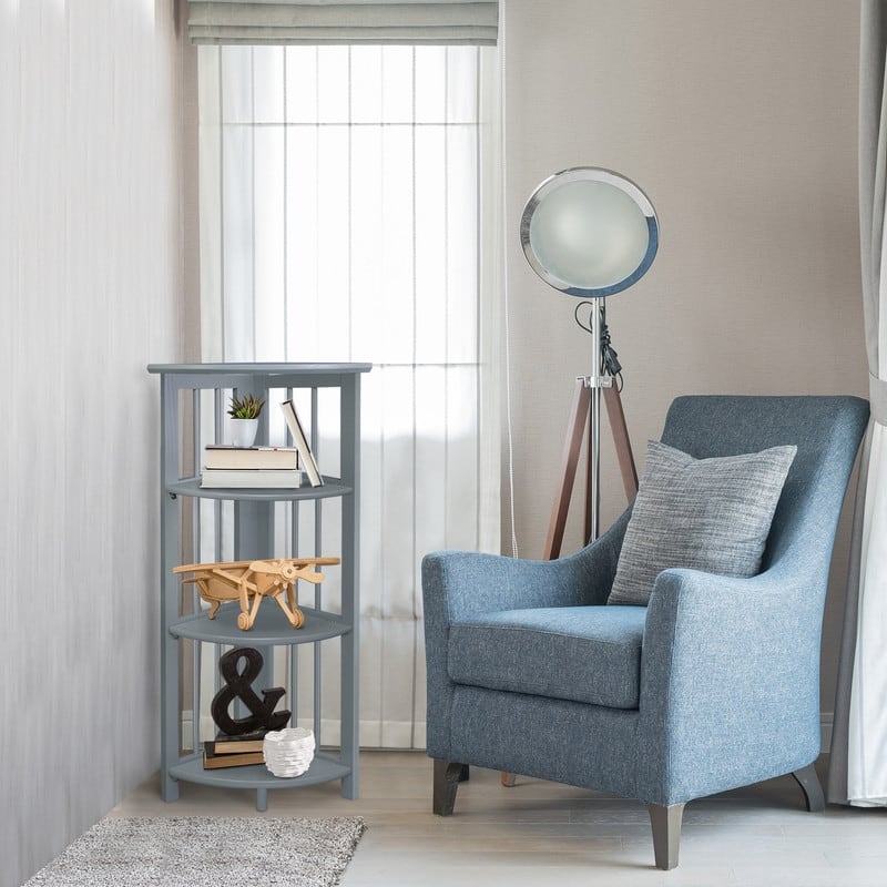 Mission 4-shelf Corner Folding 100% Solid Wood Bookcase