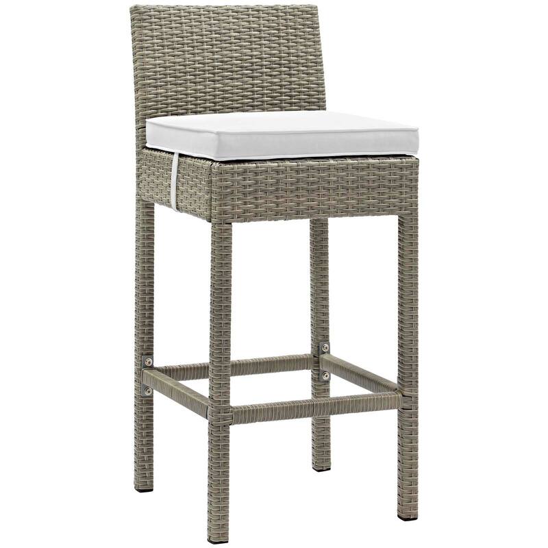 Havenside Home Bocabec Patio Wicker Rattan Bar Stool - light gray white