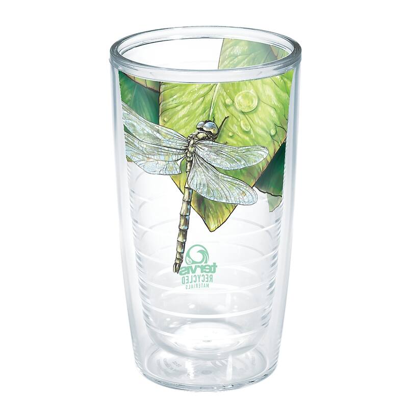 Tervis Recycled Made in USA Double Walled Insulated Travel Tumbler, Dragonfly & Leaf - 16oz - 16oz