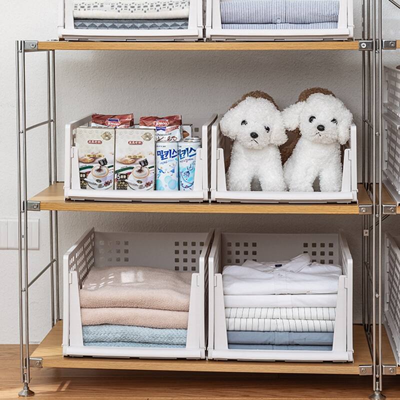 HANAMYA Folding and Stackable Storage Shelf, Set of 4