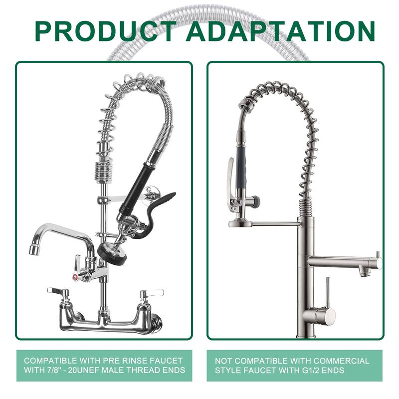 WOWOW Pre-Rinse Stainless Steel Hose for Commercial Sink Faucet