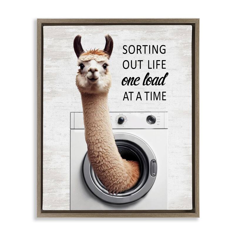 Stupell One Load At A Time Llama Framed Floater Canvas Wall Art Design By Lettered and Lined - 17 x 21 - Brown