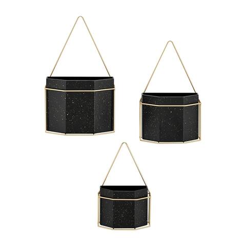 Danya B. Geometric White and Gold Wall Planters Set of 3