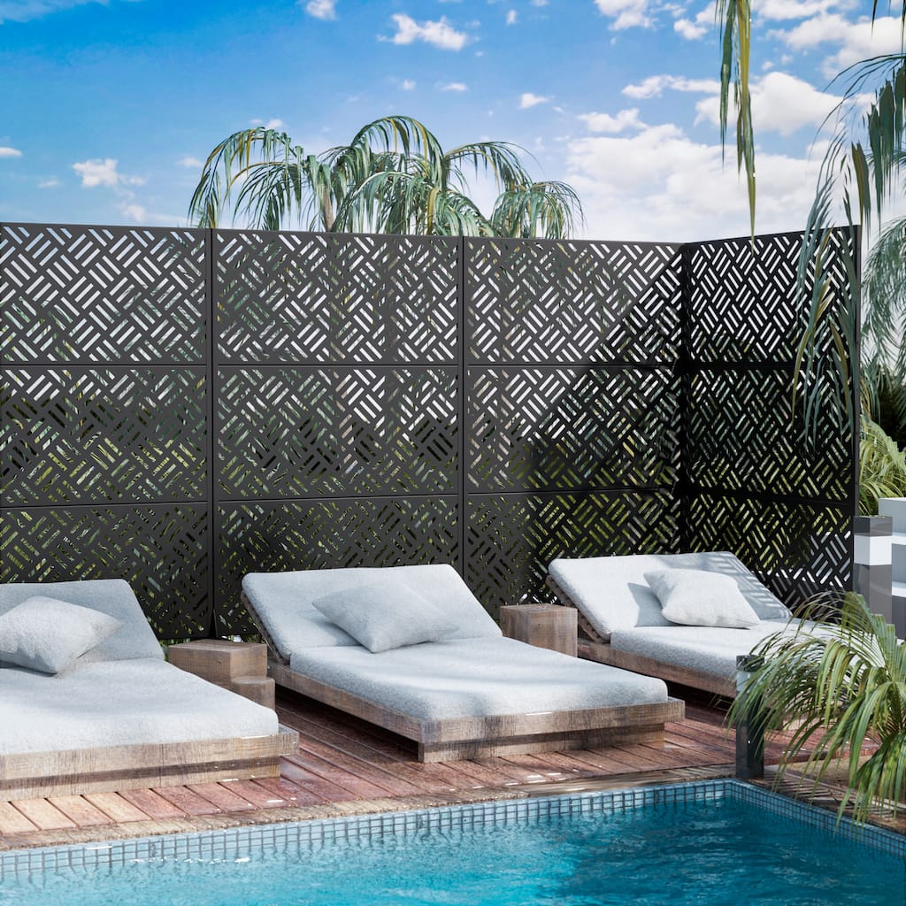 Outdoor Privacy Screen Metal Privacy Screen Panel Free Standing - 72*47