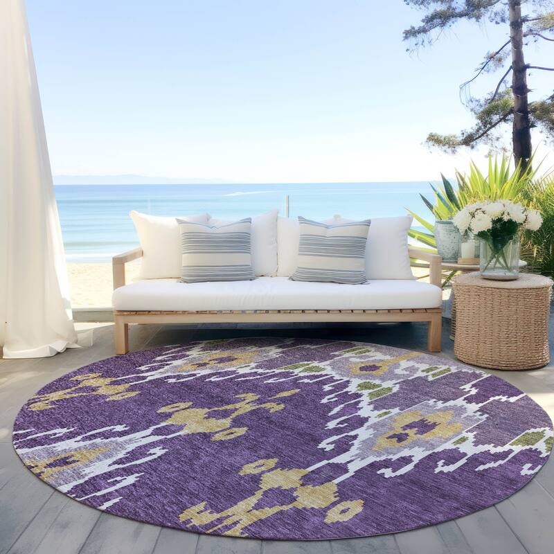 Machine Washable Indoor/ Outdoor Chantille Global Boho Rug - Purple - 8' x 8'