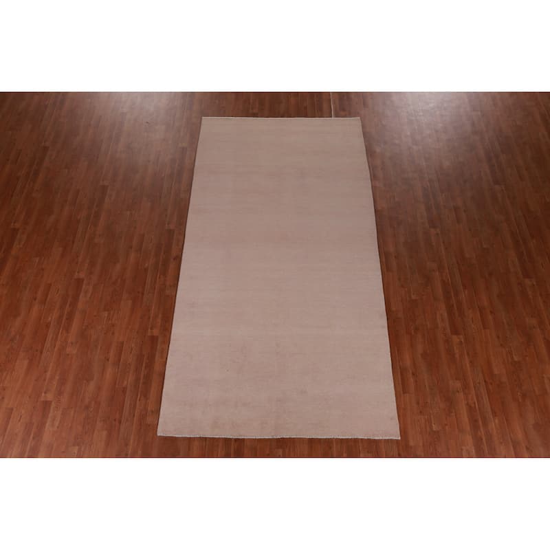 Hand Knotted Oriental 100% Wool Carpet Modern Solid Peach Gabbeh Area Rug - 10' 3'' X 5' 3''