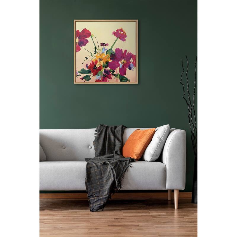 Kate and Laurel Sylvie Stand Out In Yellow Framed Canvas by Emma Daisy