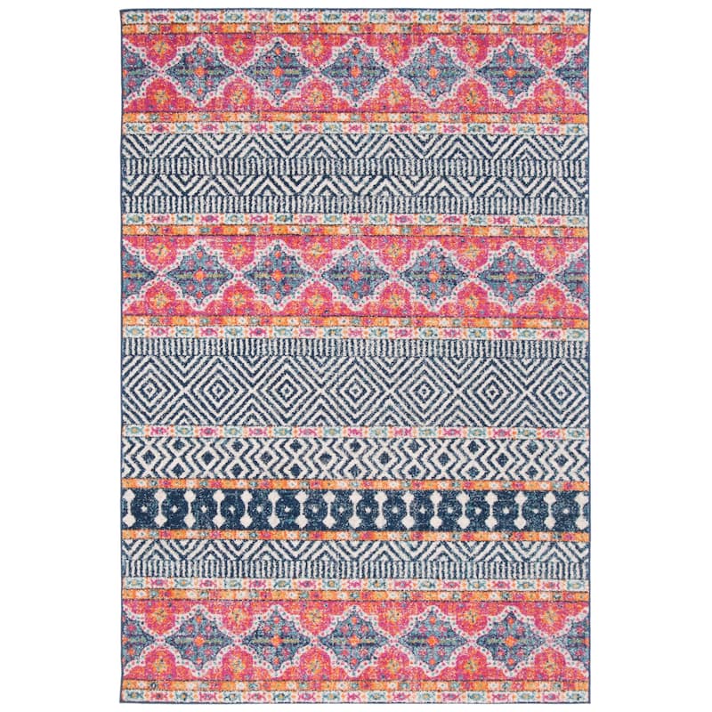 SAFAVIEH Madison Cleo Boho Chic Rug - Navy/Ivory - 4' x 6'