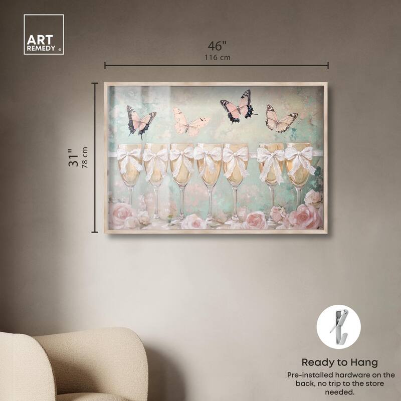 Champagne Mint and Pink Glass Shadowbox by Art Remedy